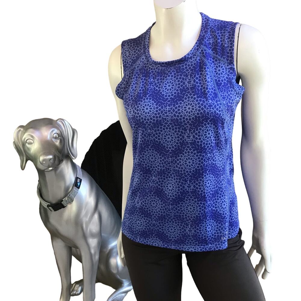 L.L. Bean Circle Print Blue Tank Top with Zipped Pocket Women’s Size Small